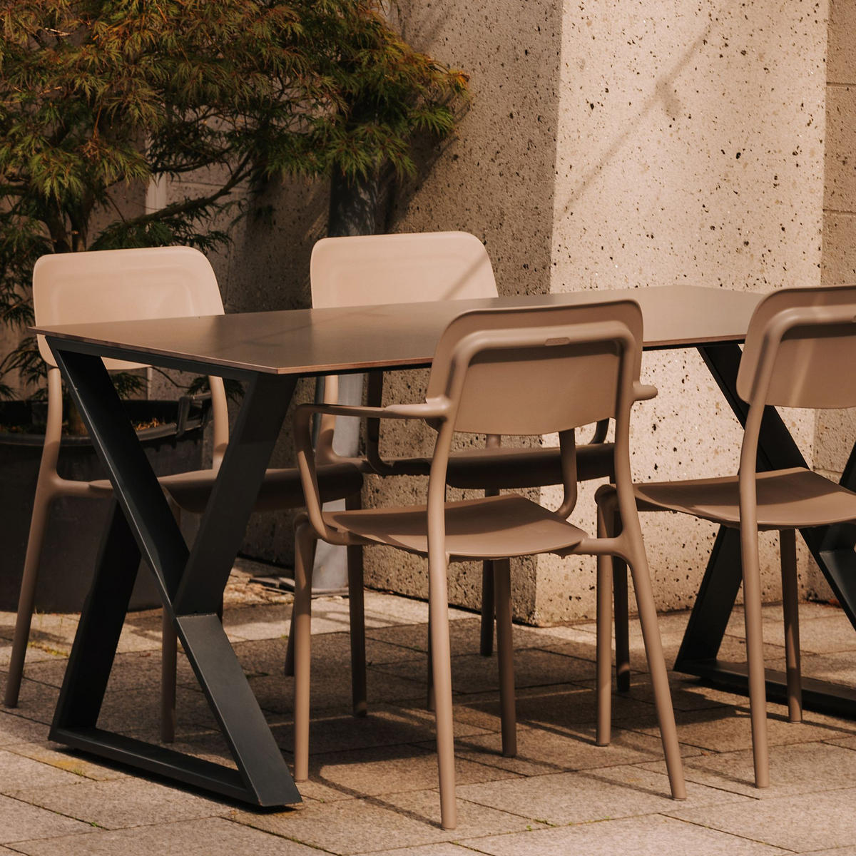 GARTENMÖBEL-SET GALIO, 5-tlg - Graubraun, Kunststoff - KONSIMO®
