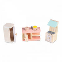 PUPPENMÖBEL Küche 4013 bunt Holz, Küchen-Set, Kühlschrank, Herd mit Backofen, Küchentheke, Zubehör - Multicolor, Holz (6/5/12cm) - Moni