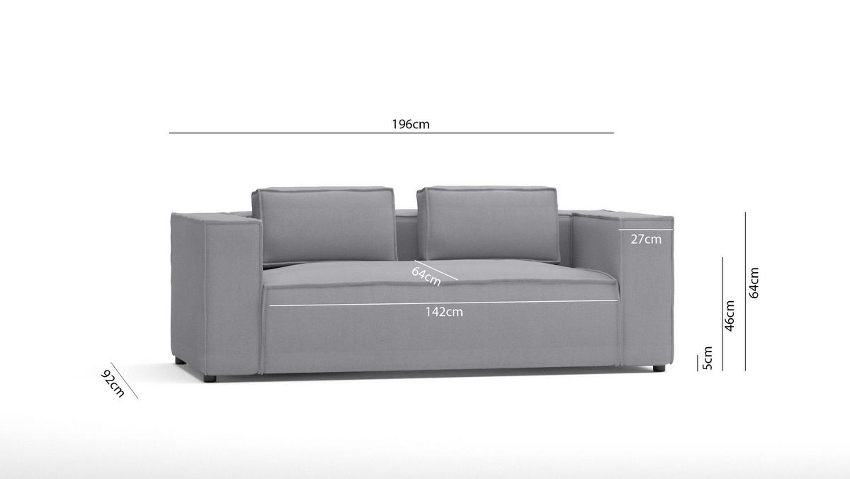 2-SITZER-SOFA Zenith Grau Luxusmicrofaser - Schwarz/Grau, Holz/Kunststoff (196/64/92cm) - S-Style Möbel