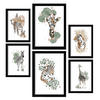 POSTER Set Mit 6 Dschungeltier Größe A3 & A4 Schwarzer Rahmen - Schwarz, Papier (29.7/1cm) - Nacnic