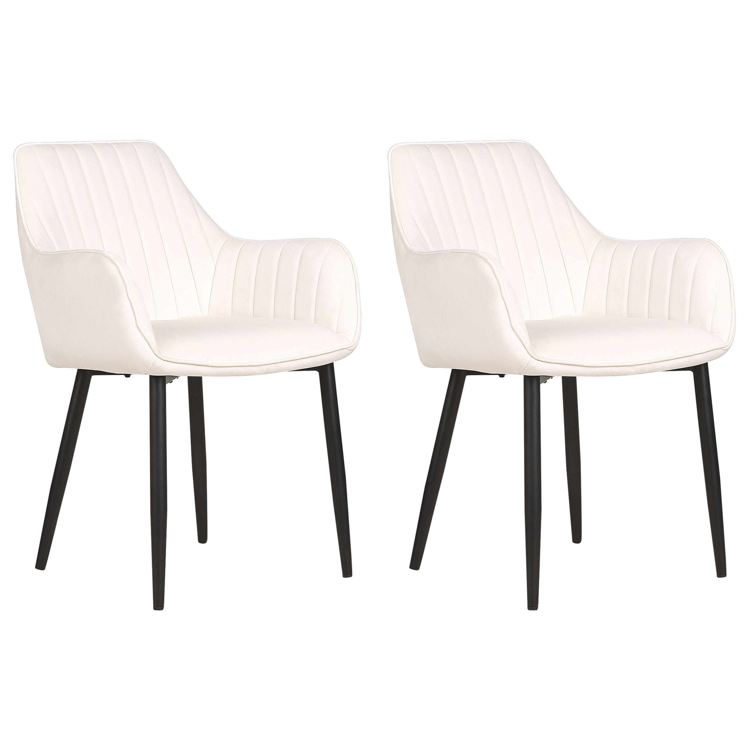 ÉTKEZŐSZÉK 2 darabos Szett Bársony törtfehér Wellston - fekete/fehér, textil (60/84/61cm) - Beliani