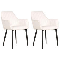 ÉTKEZŐSZÉK 2 darabos Szett Bársony törtfehér Wellston - fekete/fehér, textil (60/84/61cm) - Beliani