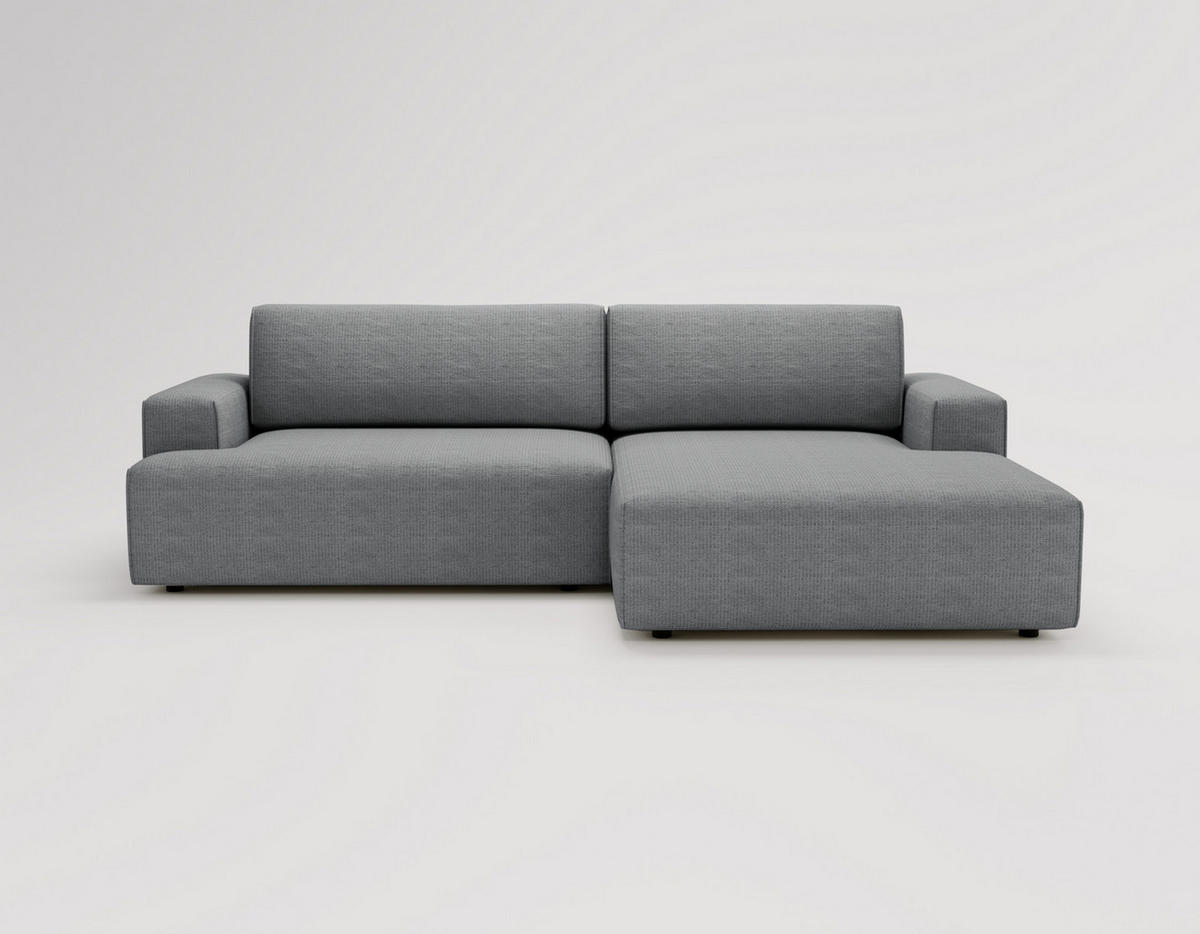 ECKSOFA L-Form 270 cm Boston mit Bettkasten, Schlaffunktion, Rechts, Grau - Grau, Holz (270/165cm) - Emporius