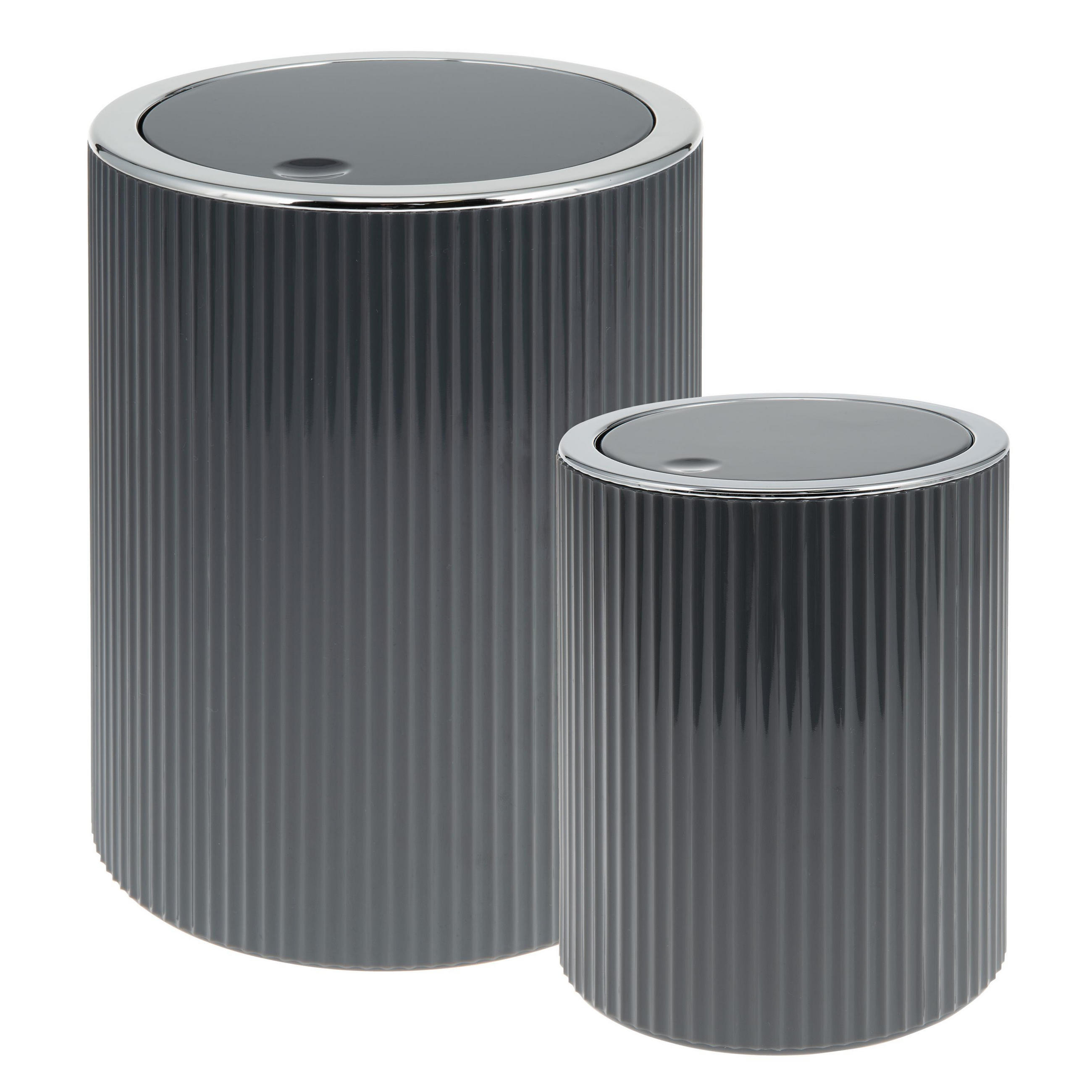 KOSMETIKEIMER 2er-Set, GAVELLO grau, Kunststoff - Grau, Kunststoff (12.5/16/12.5cm) - bremermann