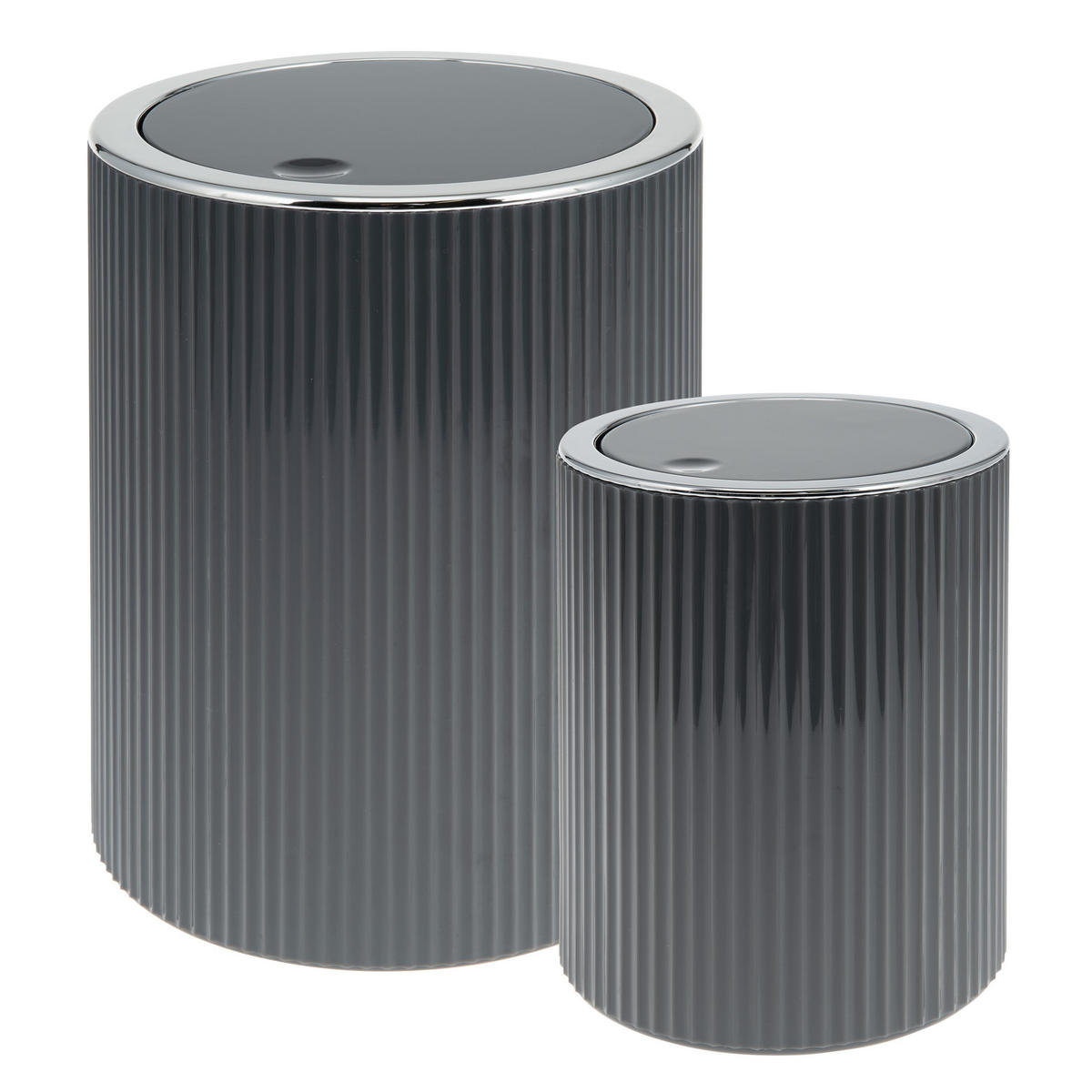 KOSMETIKEIMER 2er-Set, GAVELLO grau, Kunststoff - Grau, Kunststoff (12.5/16/12.5cm) - bremermann