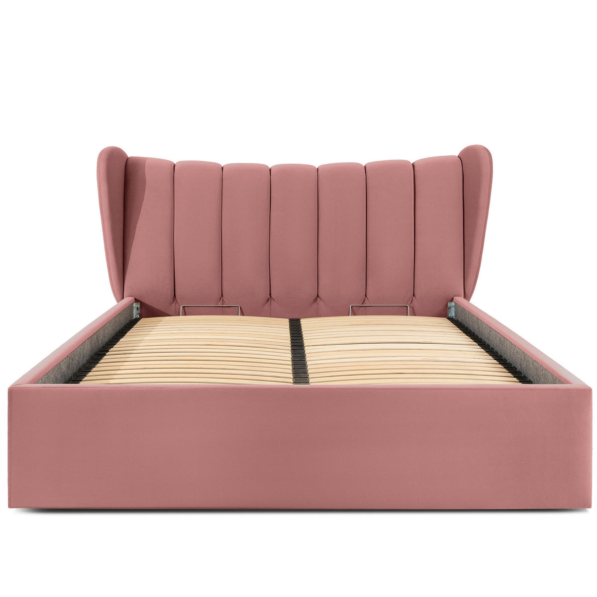 POLSTERBETT GIZO, Muschel-Design - Pink/Schwarz, Holz/Holzwerkstoff (162/204cm) - KONSIMO®
