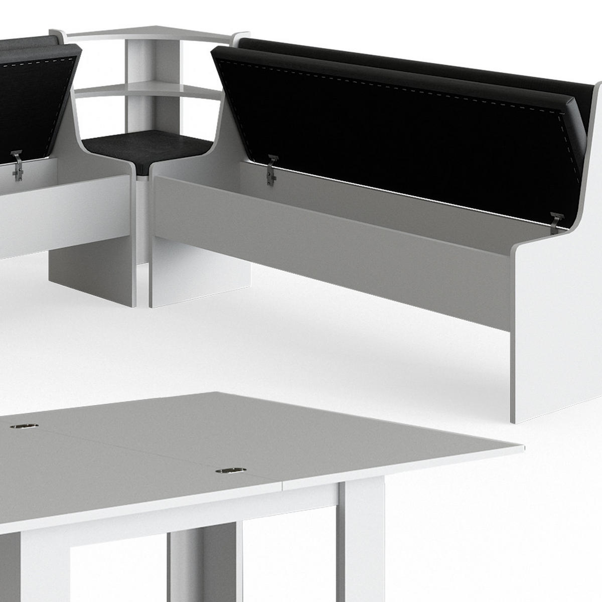 ECKBANKGRUPPE Roman Weiß 210 x 41.5 cm mit Tisch - Anthrazit/Weiß, Holzwerkstoff (210/80/180cm) - Vicco