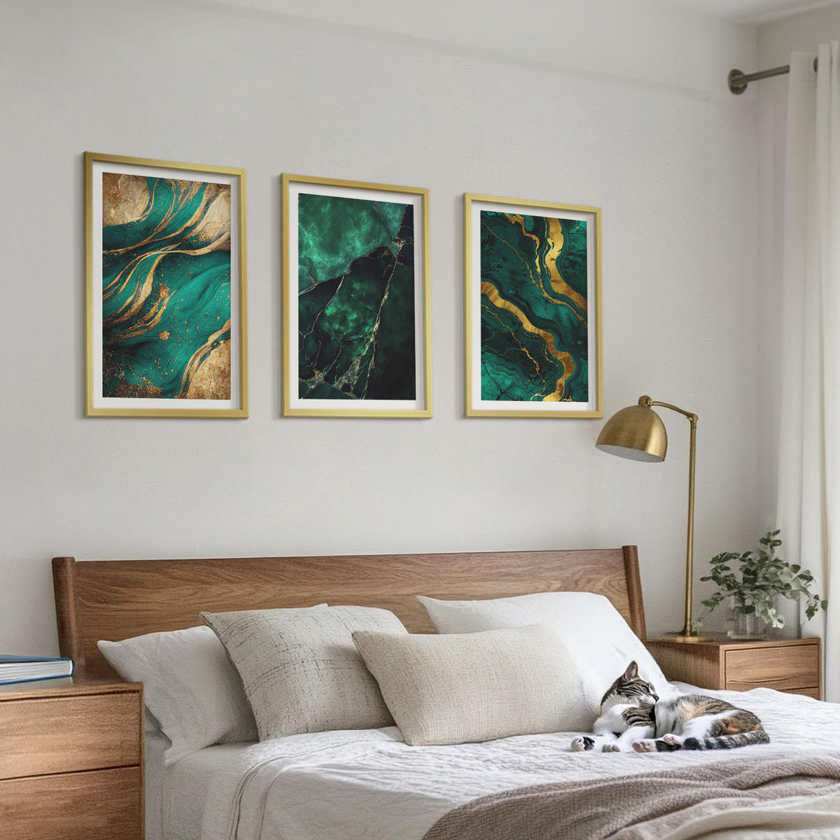 BILDER SET 3er Set - 40x60 cm Goldrahmen - Elegante Steinmuster - Goldfarben, Kunststoff (40/60cm) - TULUP