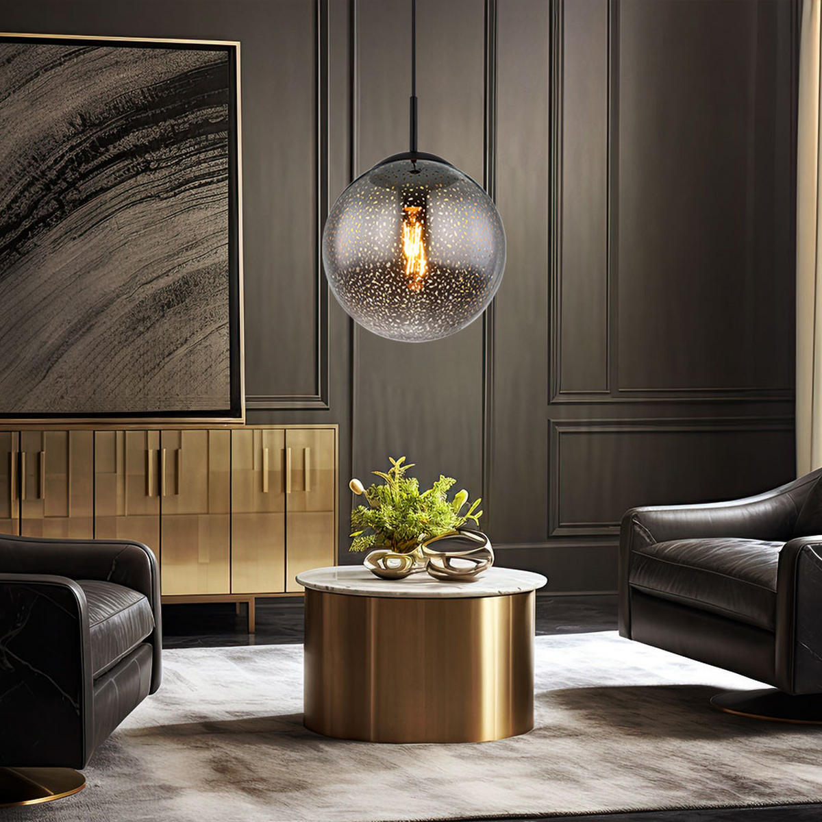 LED HÄNGELEUCHTE Rauchglas Grau - Grau, Glas (25/25/120cm) - Globo Lighting