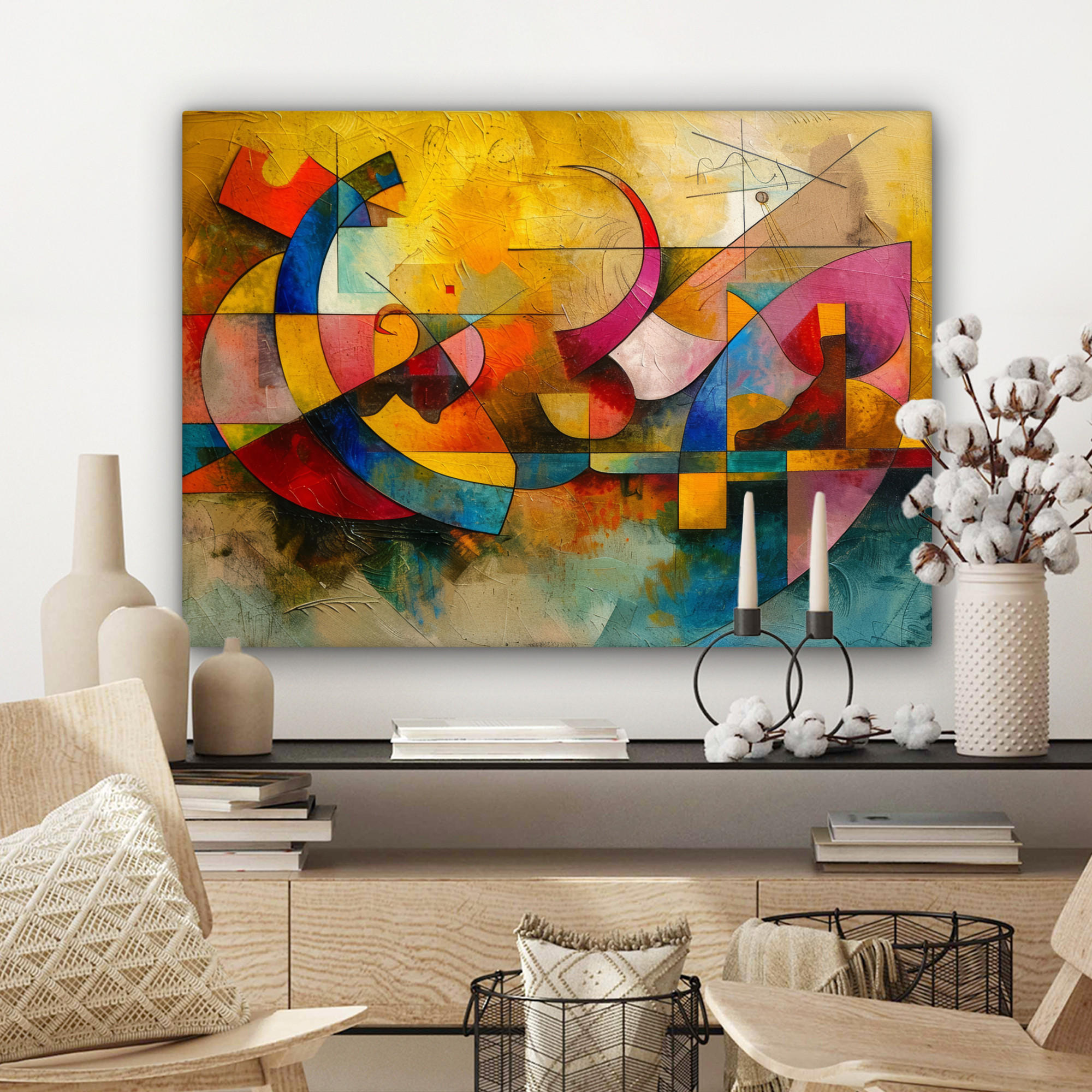 LEINWANDBILD Kunst - Abstrakt - Modern Wandbilder 80x60 cm - Gelb, Textil (80/60cm) - MuchoWow