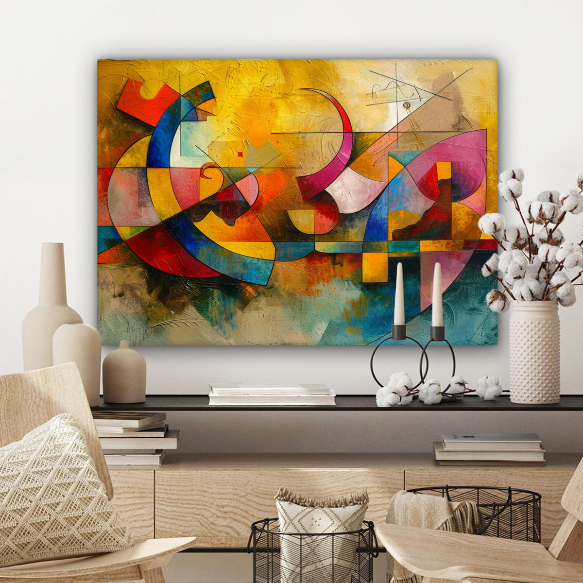 LEINWANDBILD Kunst - Abstrakt - Modern Wandbilder 80x60 cm - Gelb, Textil (80/60cm) - MuchoWow