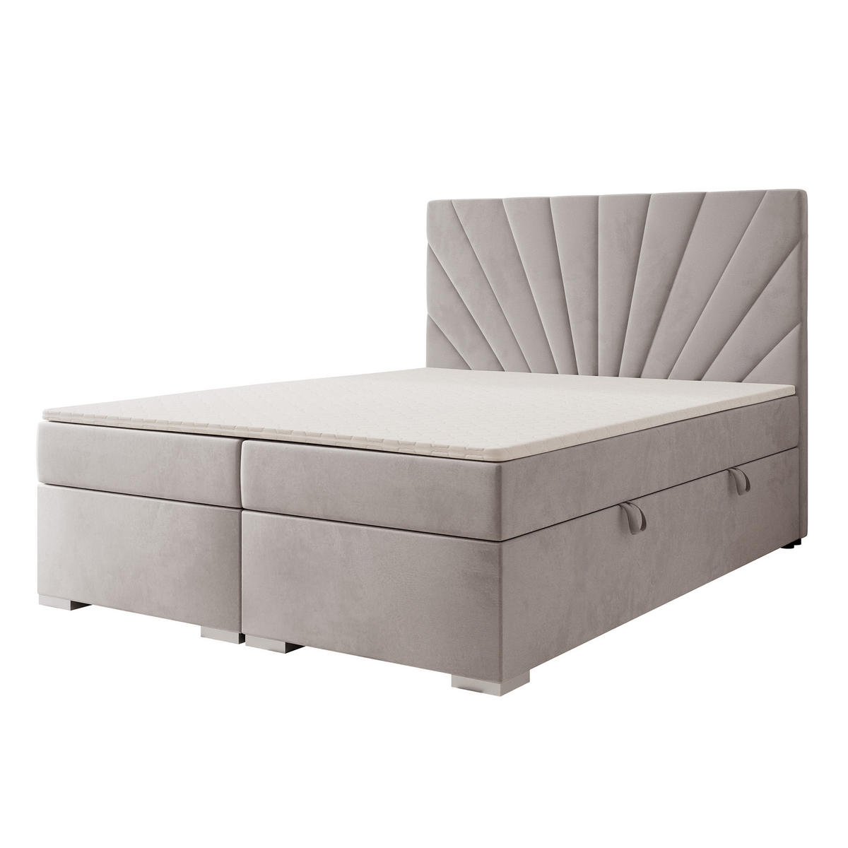 BOXBETT 160x200 cm mit Topper - Grau, Holzwerkstoff/Textil (180/200cm) - Idohome