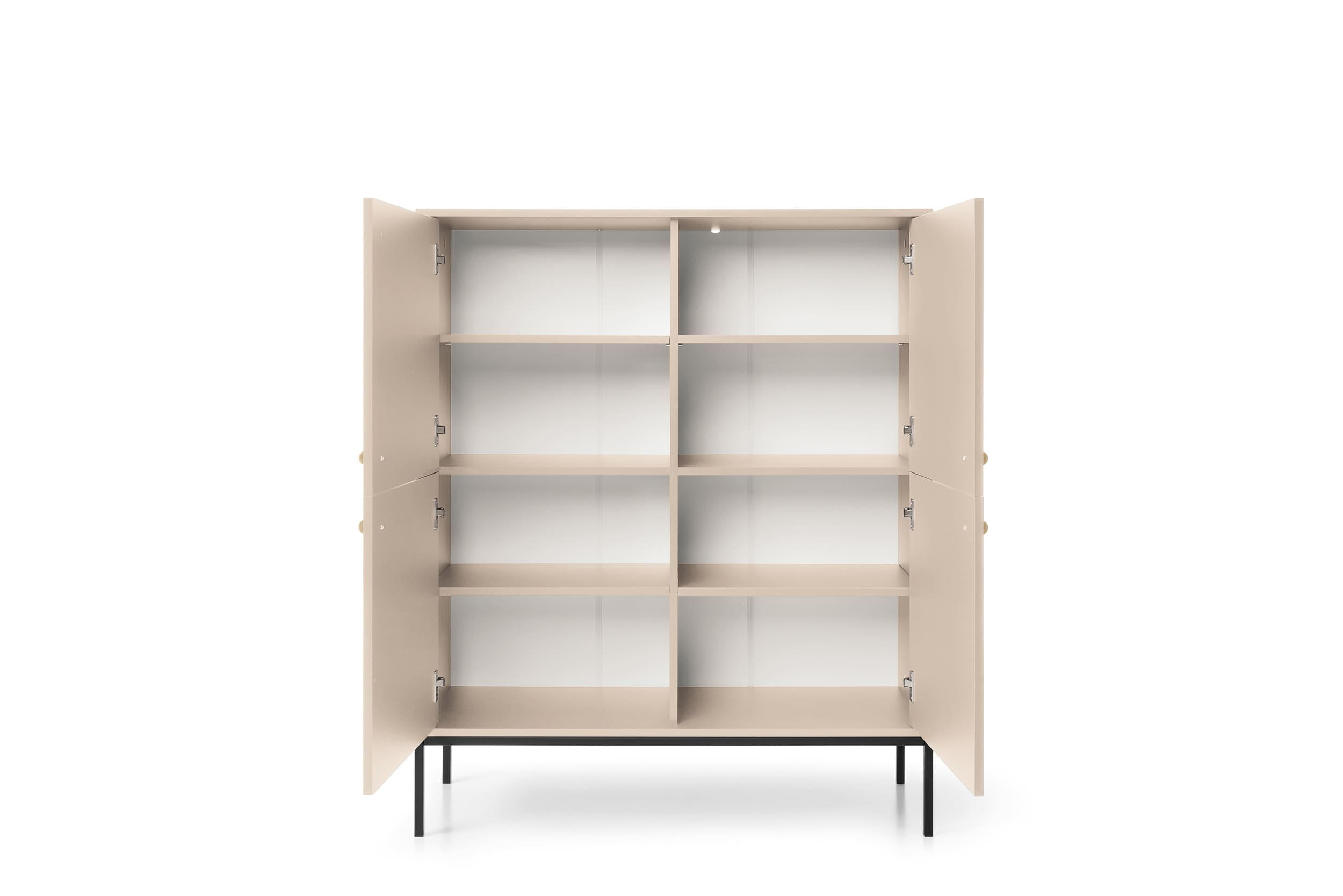 KOMMODE - kommode Melody I 104 4D Beige + Schwarz - Beige/Schwarz, Holzwerkstoff (104/125/39cm) - Möblo