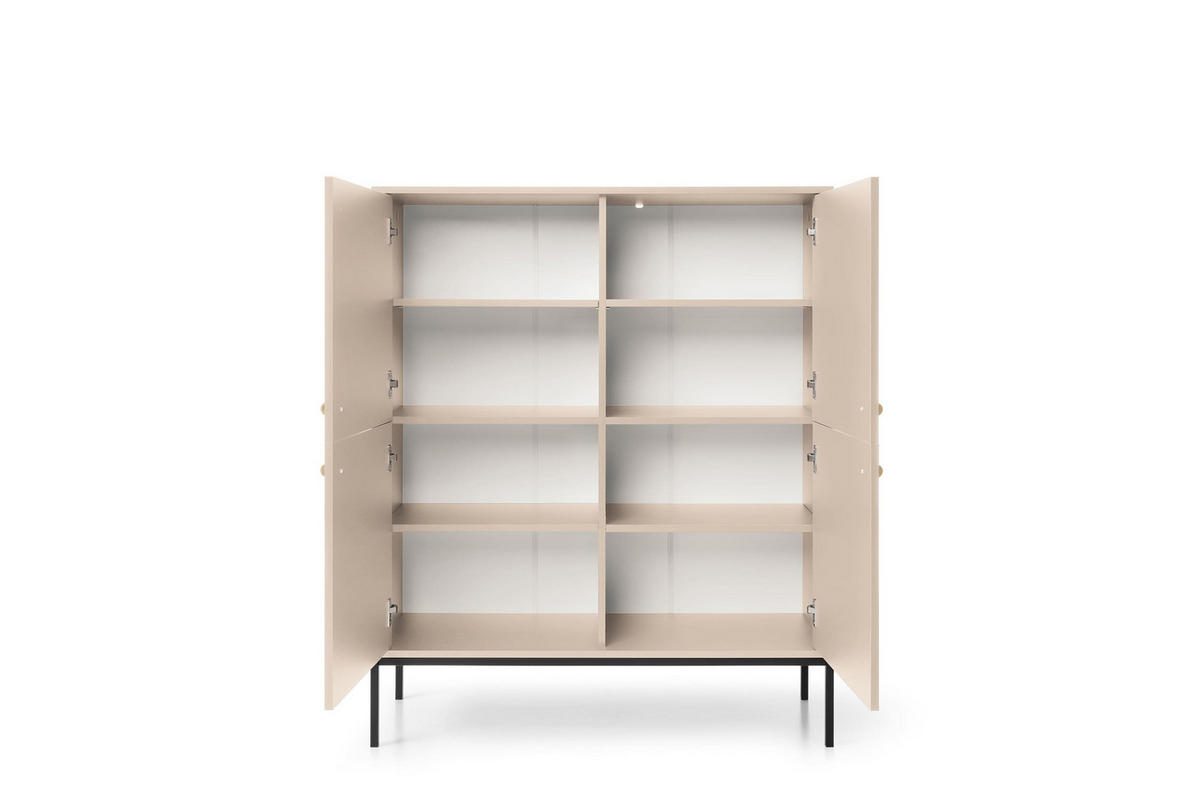 KOMMODE - kommode Melody I 104 4D Beige + Schwarz - Beige/Schwarz, Holzwerkstoff (104/125/39cm) - Möblo