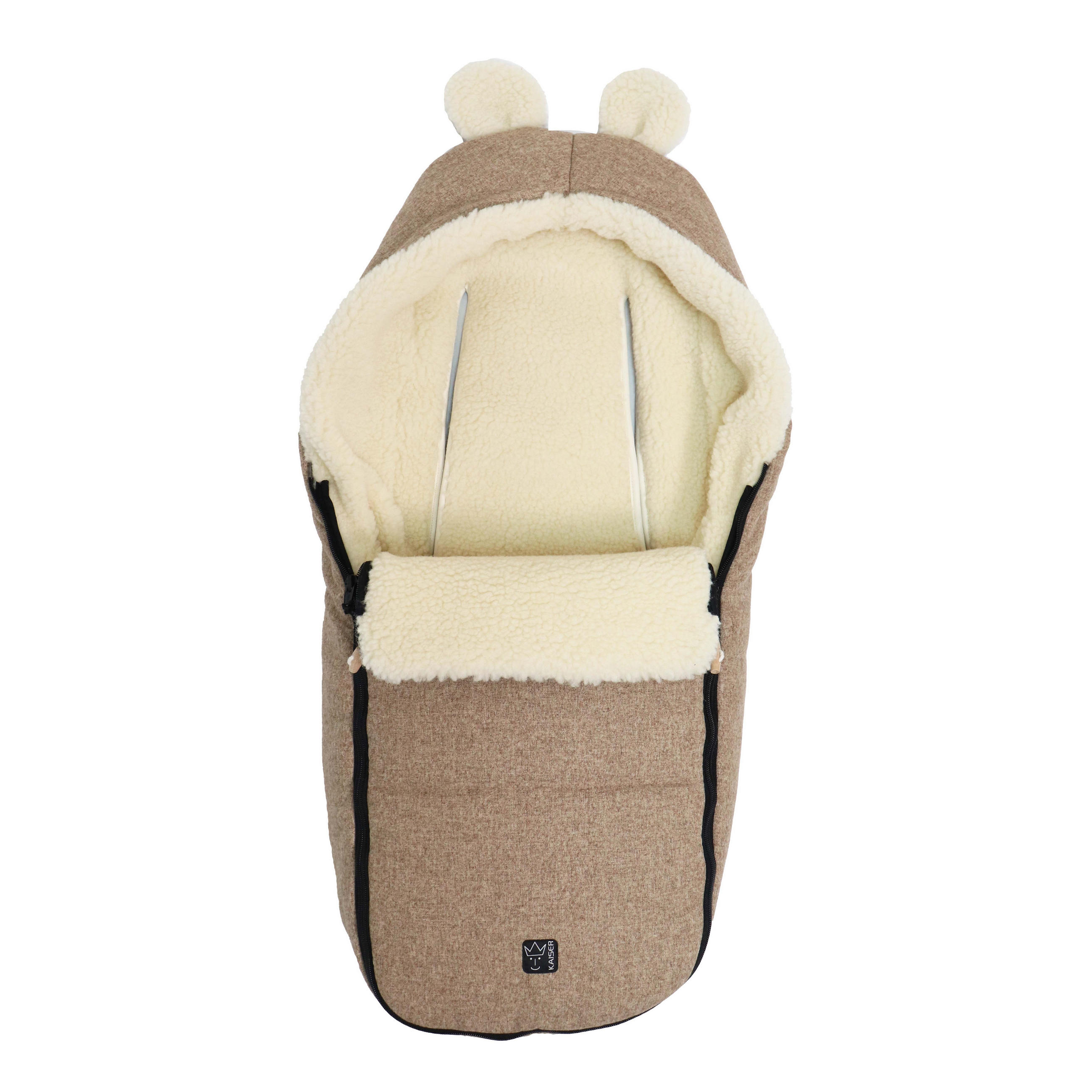 BABYSCHALENFUSSSACK Hoody Maus Wool, wheat - Hellbraun, Naturmaterialien (40/12/84cm) - Kaiserbaby