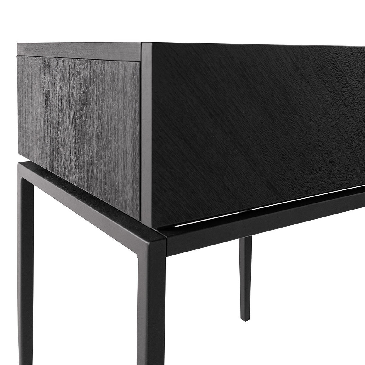 NACHTKOMMODE - Echtholzfurnier / Eisen - Schwarz, Holzwerkstoff (45/55/40cm) - home24