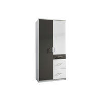 DREHTÜRENSCHRANK Click in Weiß mit Grafit - 91 cm Breite - Weiß, Holzwerkstoff (91/199/58cm)