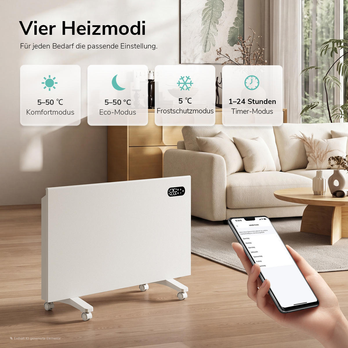 KONVEKTOR Elektrisch 83,5/45 cm - Weiß, Kunststoff (83.5/45/8.5cm) - EMKE