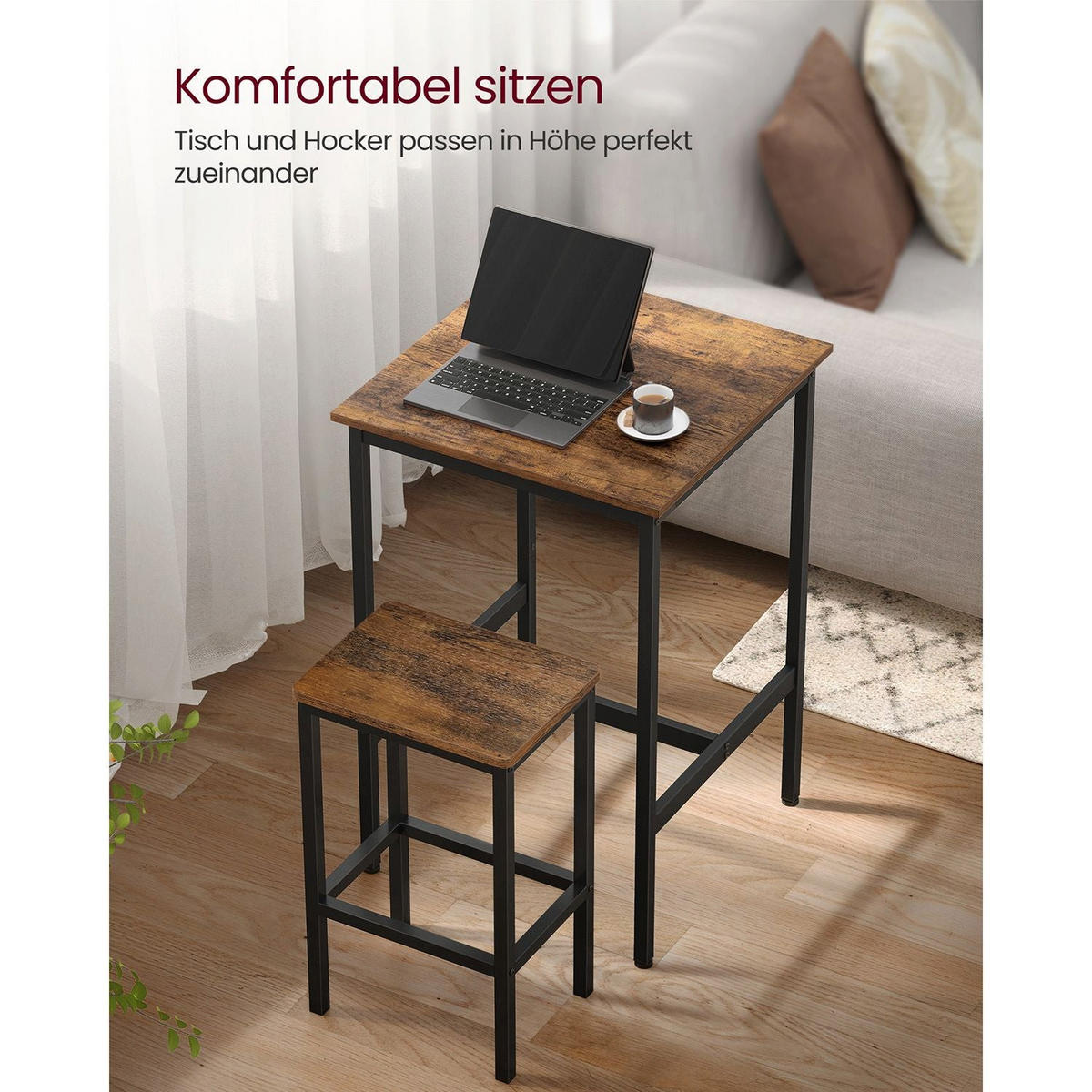 BARTISCH SET OUAGADOUGOU - Braun, Holzwerkstoff (60/60/90cm) - Hansiro