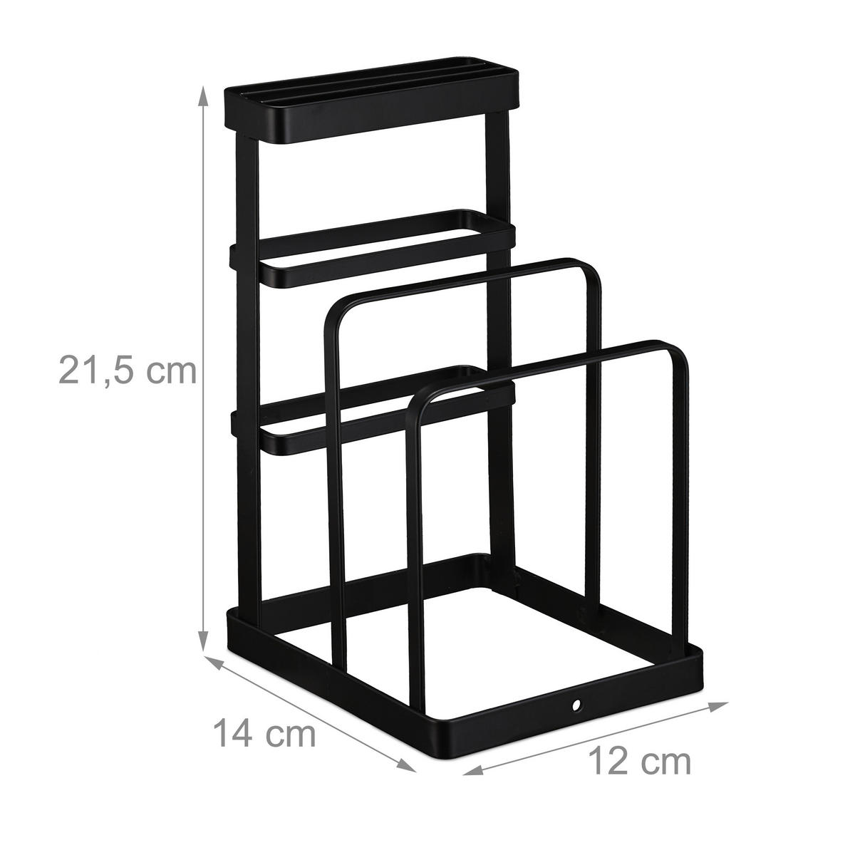 SCHNEIDEBRETTHALTER - Schwarz, Metall (12/21.5/14cm) - Relaxdays