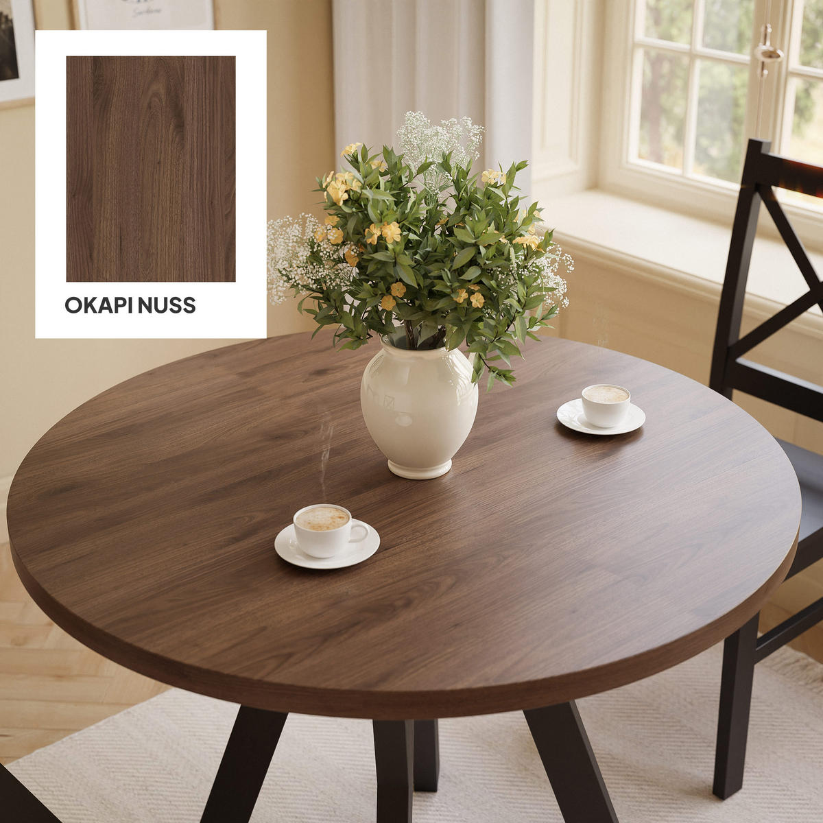 ESSTISCH YARA 100/76,5 cm Okapi-Nussbaum - Nussbaumfarben, Holzwerkstoff (100/100/76.5cm) - Idohome