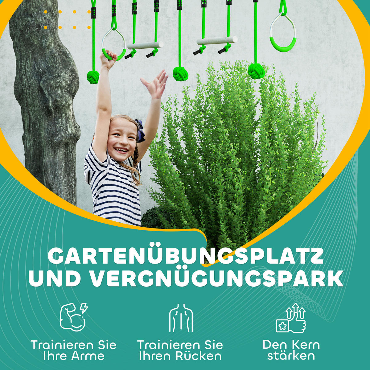 KINDER-KLETTERSEIL-SET, Grün, Kunststoff, Polyester - Grün, Kunststoff (5/1000cm) - AIYAPLAY
