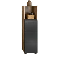MIDISCHRANK schwarz matt, Nox Eiche, Bad Unterschrank 30 cm - Eichefarben/Schwarz, Holzwerkstoff/Kunststoff (30/110/30cm) - Inn.Furn