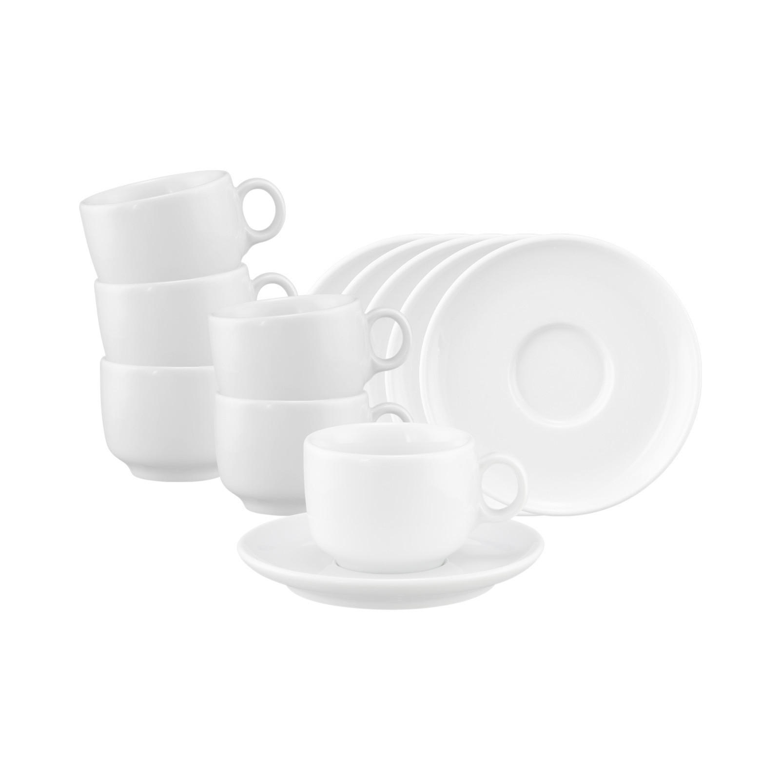ESPRESSOTASSEN MIT UNTERTASSEN Sento Home weiß 80 ml 6er Set - Weiß, Keramik (0.08L) - Seltmann Weiden