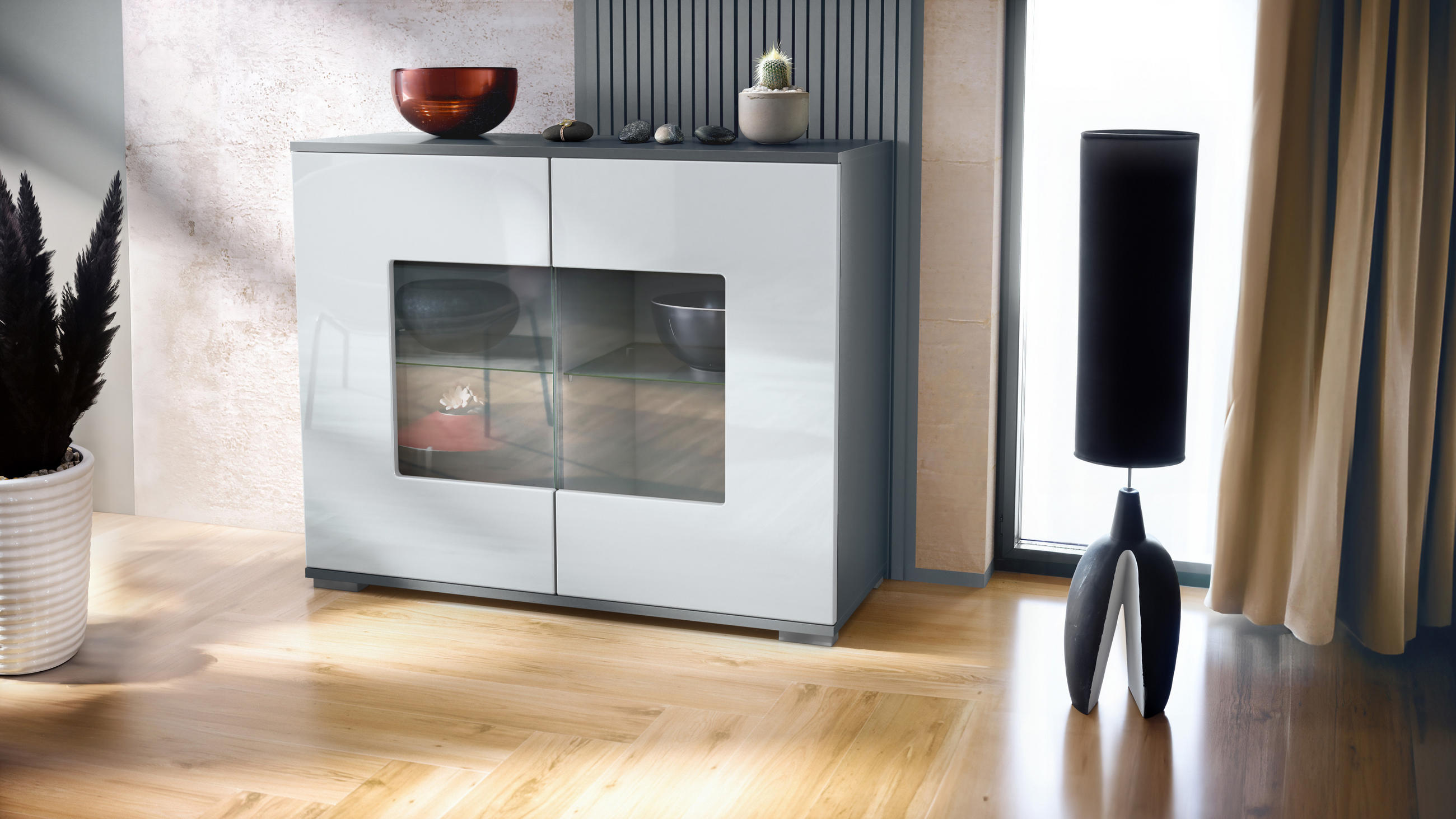 KOMMODE Grömitz Weiß Hochglanz - Weiß Hochglanz, Holzwerkstoff (92.5/75.5/35cm) - Vladon