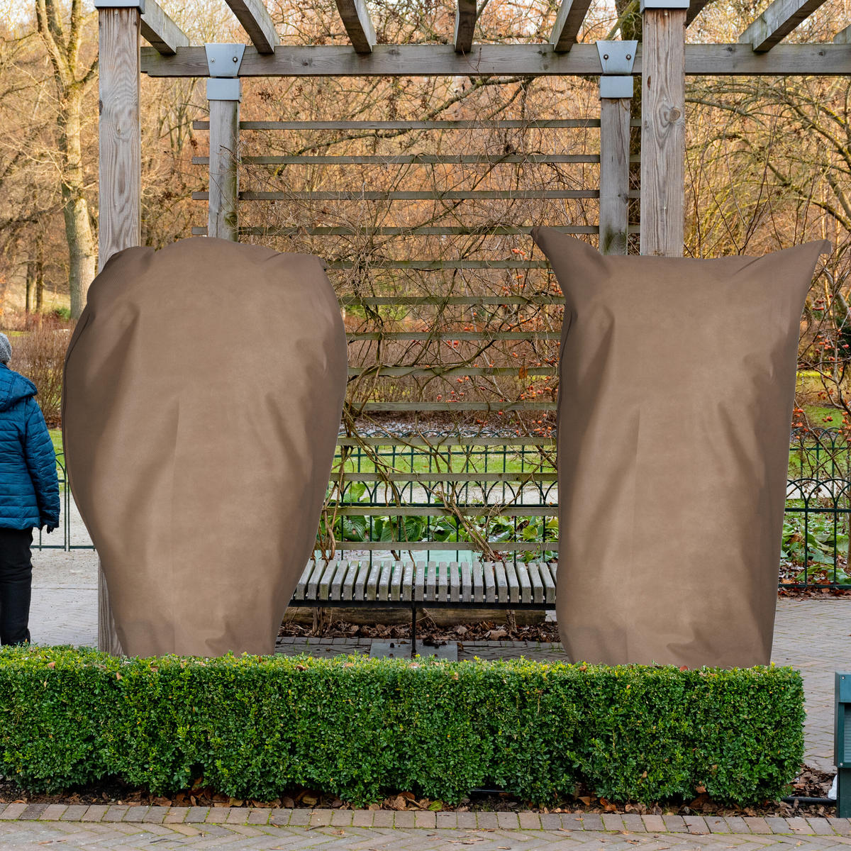 PFLANZENSCHUTZHAUBE Beige 3er-Set Reißverschluss 140x80 cm - Beige, Kunststoff/Textil (80/140/0.5cm) - Relaxdays