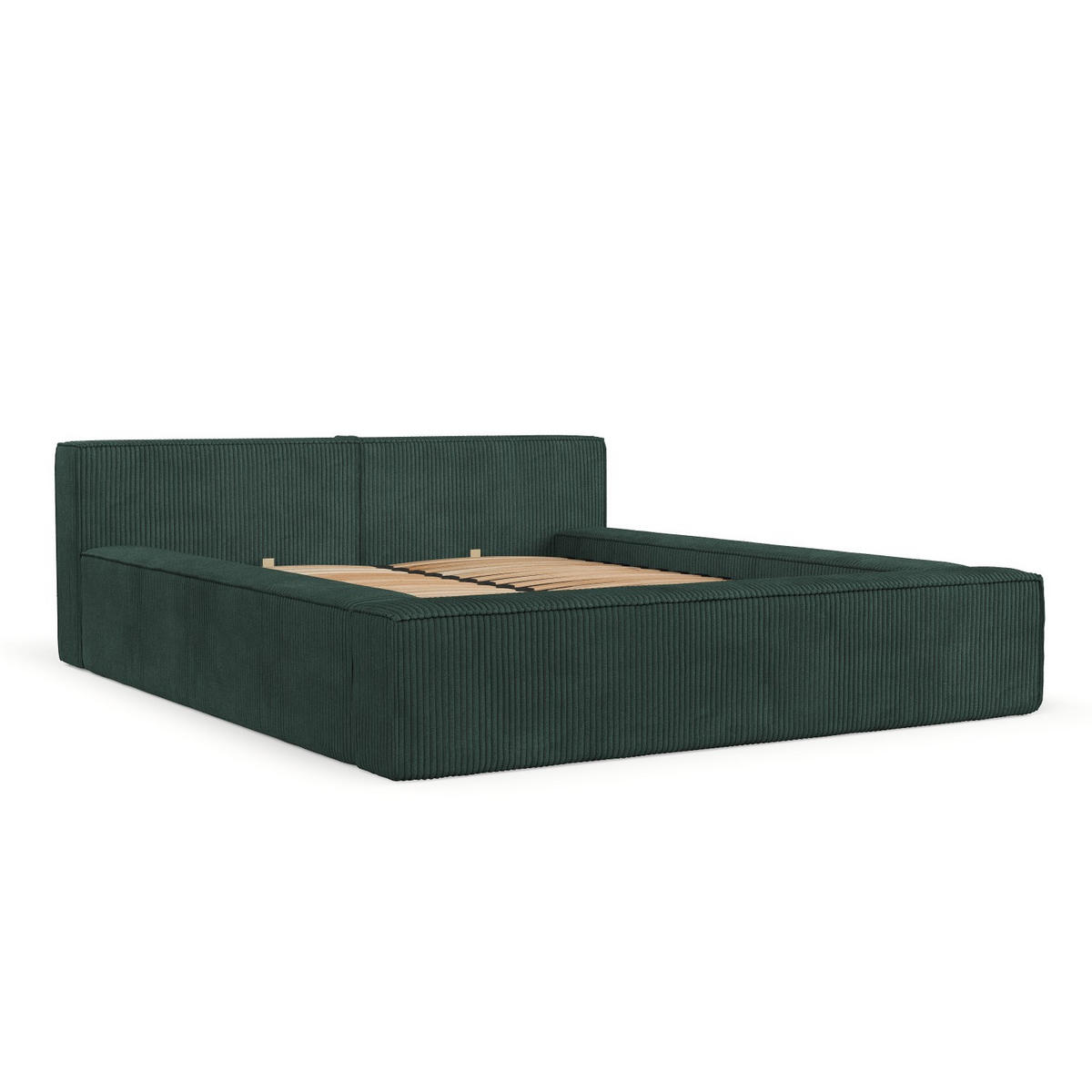 POLSTERBETT Casto mit Stauraum 160/200 cm Grün im Poso Stoff - Schwarz/Naturfarben, Holz/Holzwerkstoff (160/200cm) - AltaBeds