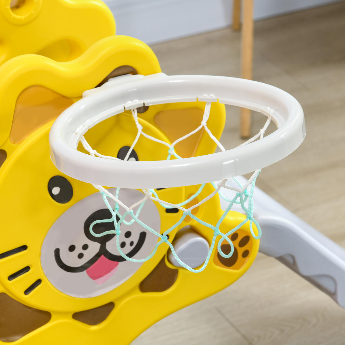 KINDERRUTSCHE DE-17969 3-in-1 mit Basketballkorb, für 18-36 Monate Gelb/Grau - Gelb, Kunststoff (127/187.96/332.74cm) - ComfortXL