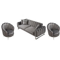 SITZGARNITUR Wave Grau Stellvariante:3+1+1 - Grau, Holz (227/78/94cm) - Villa Möbel