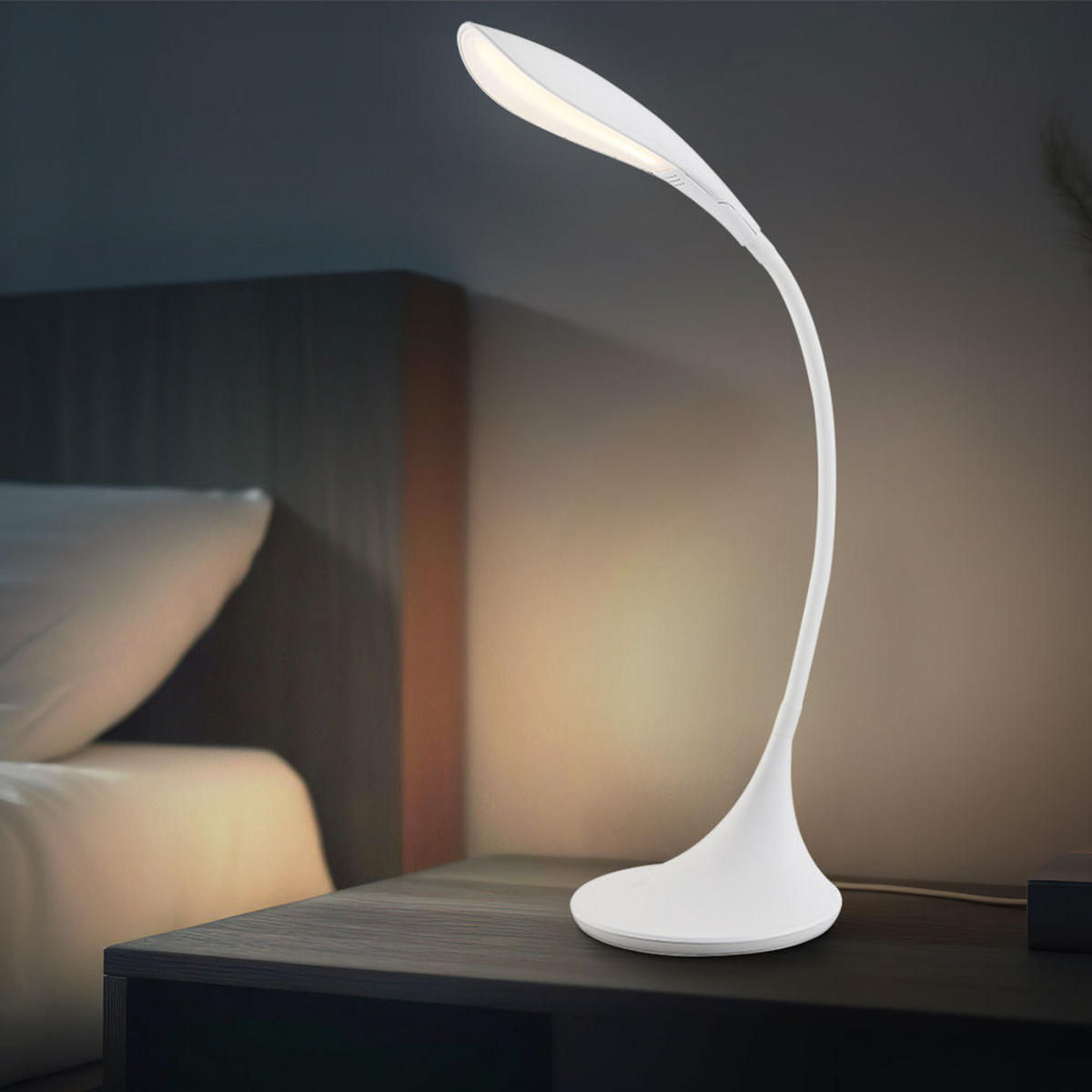 LED TISCHLEUCHTE Kunststoff Weiß SHANNON - Weiß, Metall (51/17/67cm) - Globo Lighting