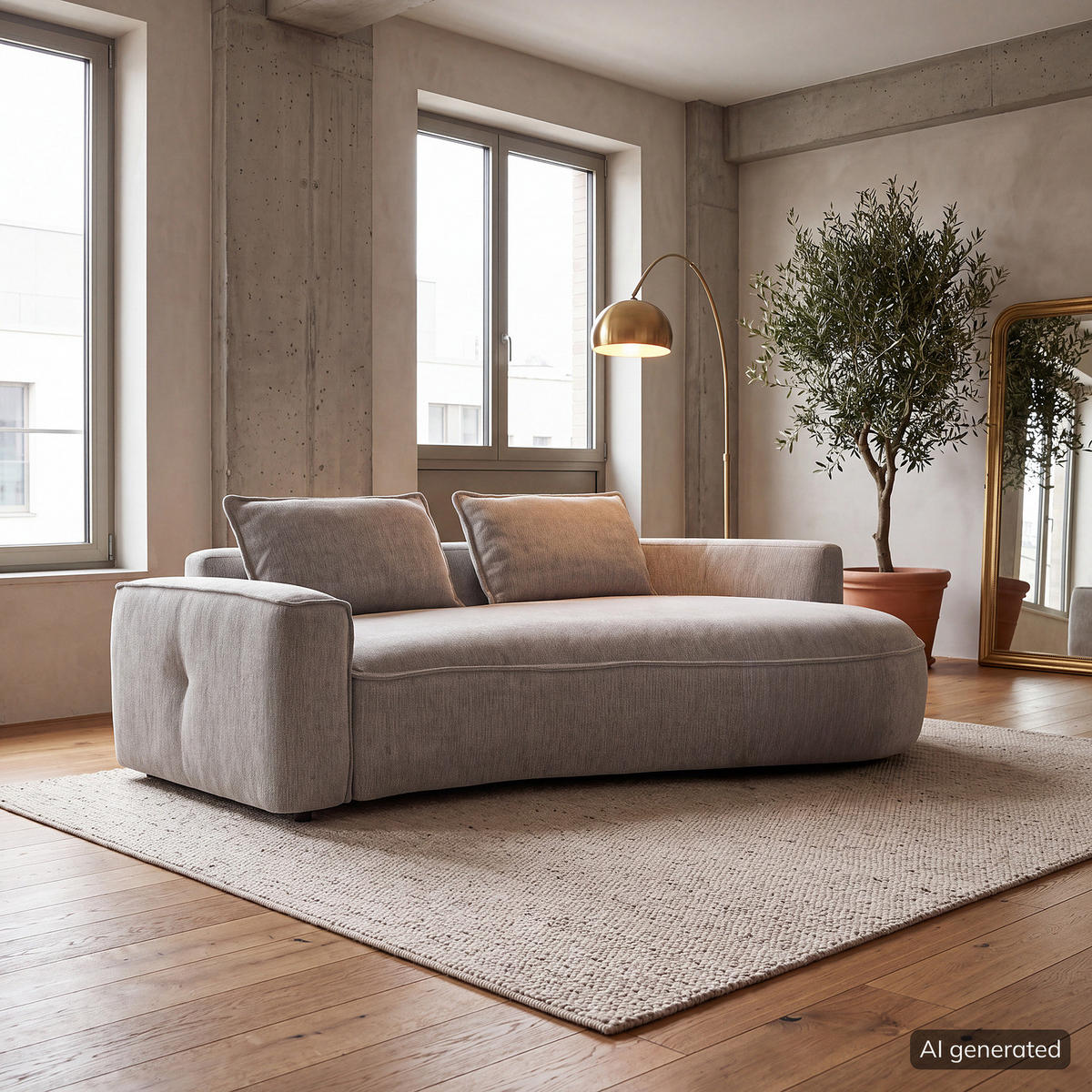 2,5-SITZER SOFA - Hellgrau/Schwarz, Kunststoff/Textil (217/82/146cm) - home24