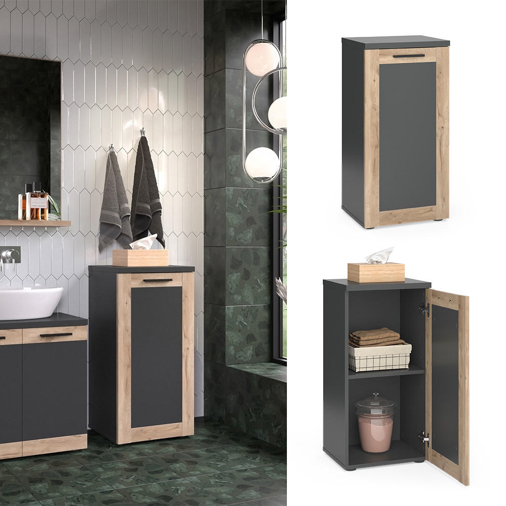 MIDISCHRANK Niko Anthrazit/Viking Oak 40 x 81.6 cm - Anthrazit, Holzwerkstoff (40/81.6/34.3cm) - Vicco