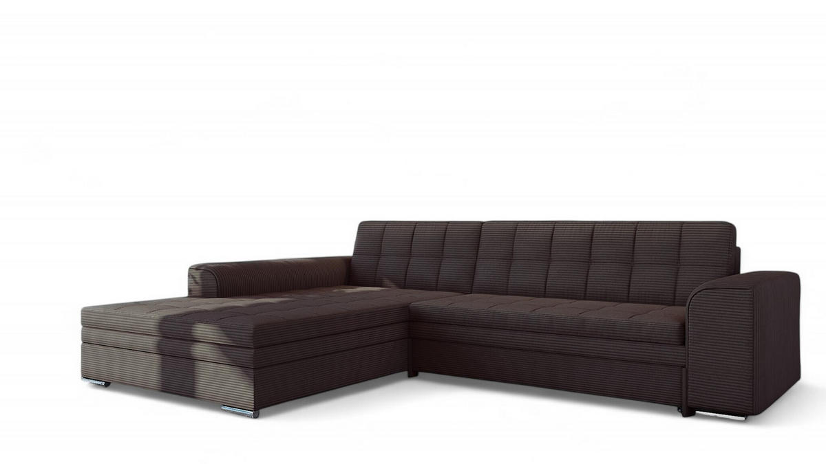 ECKSOFA Lusaka Mit Schlaffunktion - Dunkelbraun, Holzwerkstoff/Textil (292/198cm) - Fun Möbel