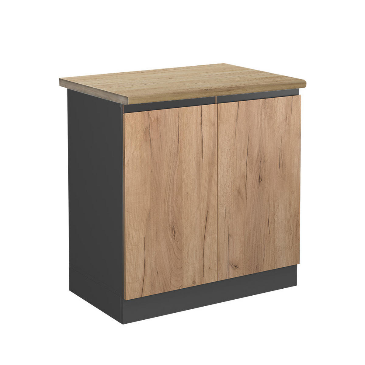 SPÜLENUNTERSCHRANK R-Line Goldkraft Eiche 80 cm, AP Eiche - Anthrazit/Eiche Wotan, Holzwerkstoff (80/81.6/60cm) - Vicco