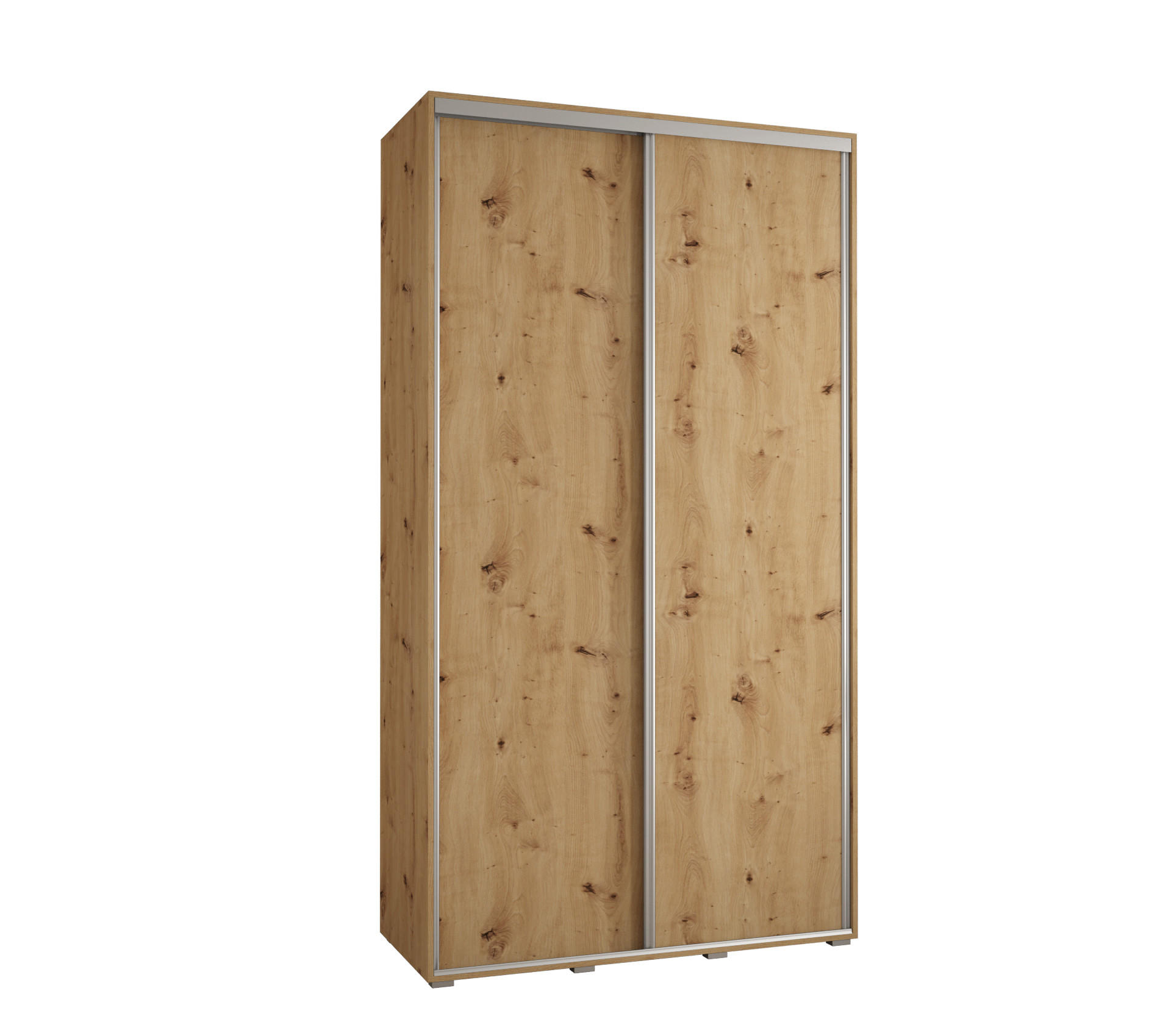 SCHWEBETÜRENSCHRANK 235,2/140/60 2-türig - Silberfarben/Eiche Artisan, Holz/Metall (140/235/60cm) - Abiks Möbel