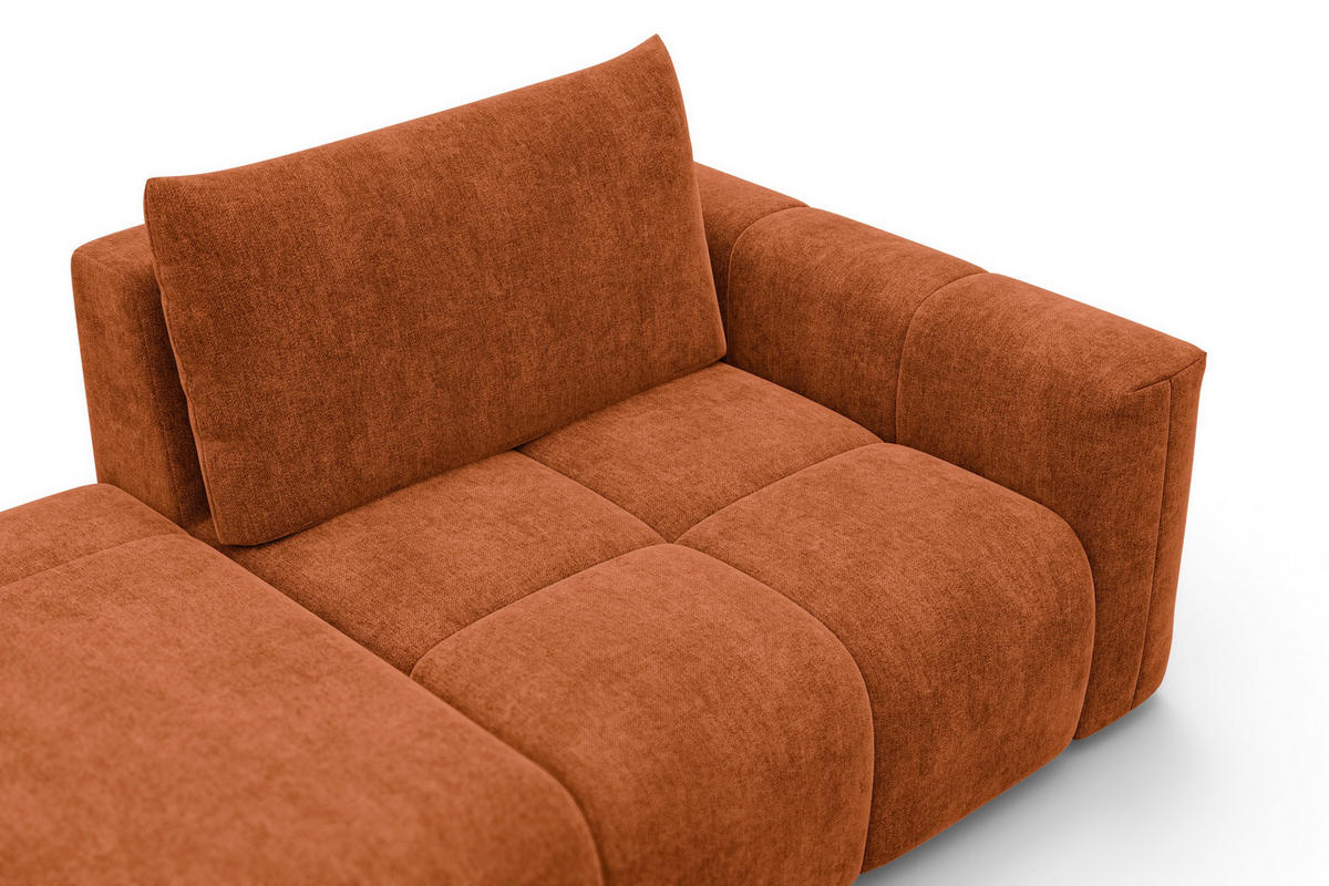 ECKSOFA VERONA 4-Sitzer LINKS, Orange - Schwarz/Orange, Holz/Textil (282/173cm) - Courtois Laville