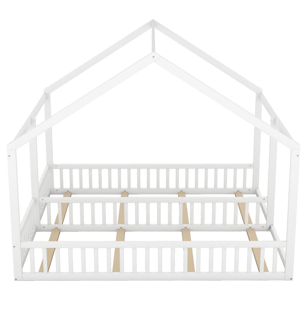 KINDERBETT aus Kiefernholz und MDF Weiß als 2-in-1-Hausbett mit zwei Liegeflächen 90x200 cm - Weiß, Holzwerkstoff (90/200cm) - IVMEU
