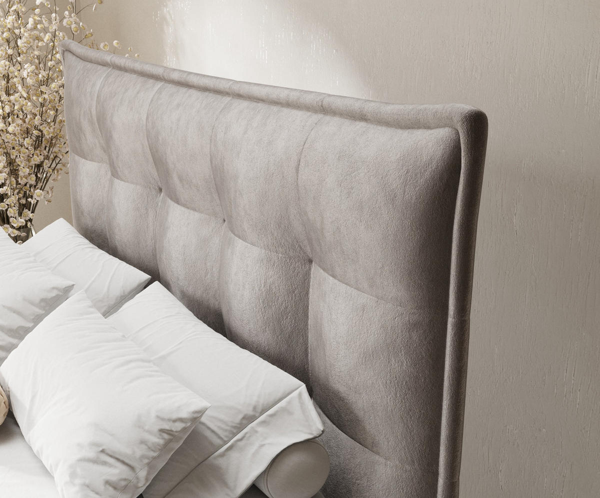 BOXSPRINGBETT Minori Taupe 160/200 cm mit Latex-Topper - Taupe/Silberfarben, Holz/Holzwerkstoff (160/200cm) - Maison de Reve