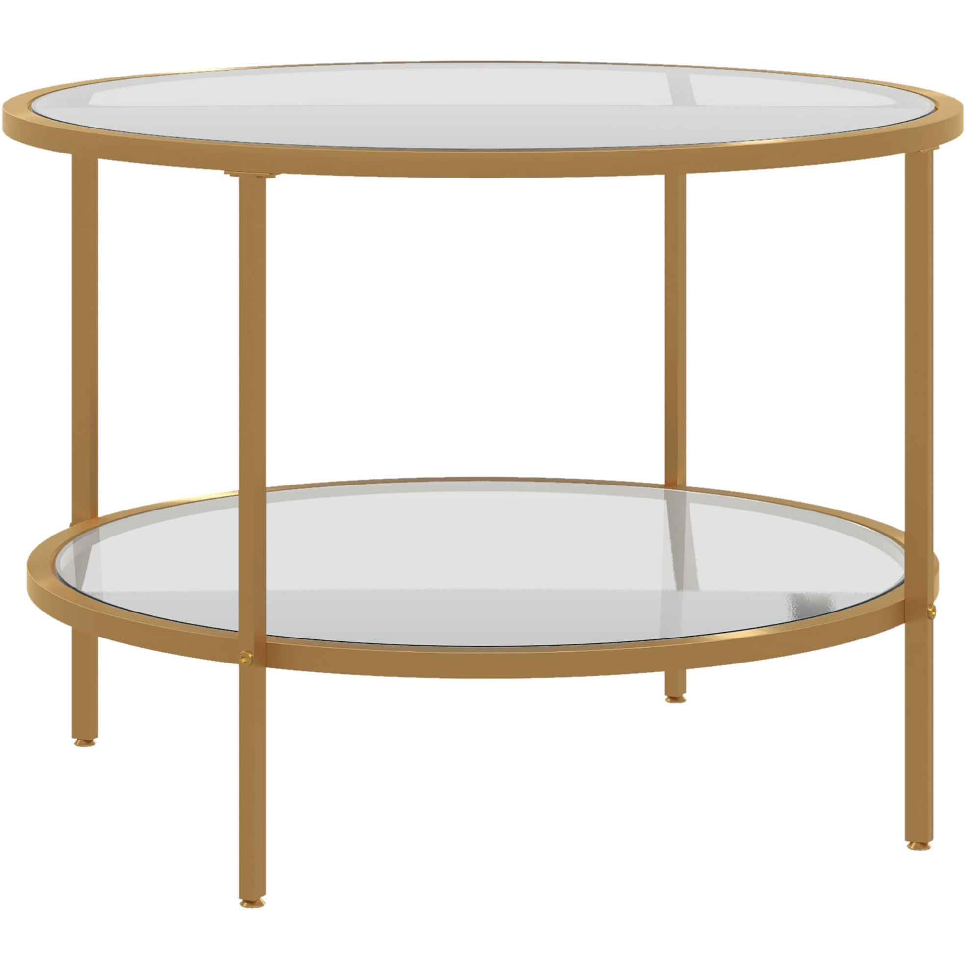 BEISTELLTISCH 60/43 cm Gold aus Glas mit Ablage - Goldfarben, Glas (60/60/43cm) - OKMYHOME