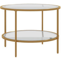 BEISTELLTISCH 60/43 cm Gold aus Glas mit Ablage - Goldfarben, Glas (60/60/43cm) - OKMYHOME