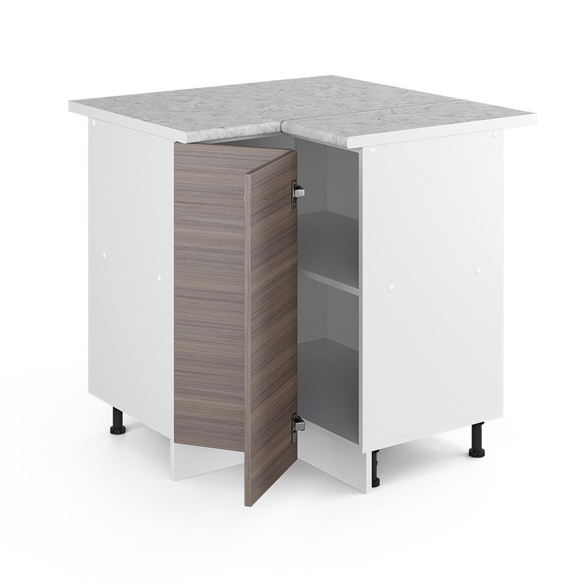 ECKSCHRANK FÜR HAUSRAT R-Line Grau 75.6 cm mit Tür, mit Arbeitsplatte - Weiß/Grau, Holzwerkstoff (75.6/81.6/60cm) - Vicco