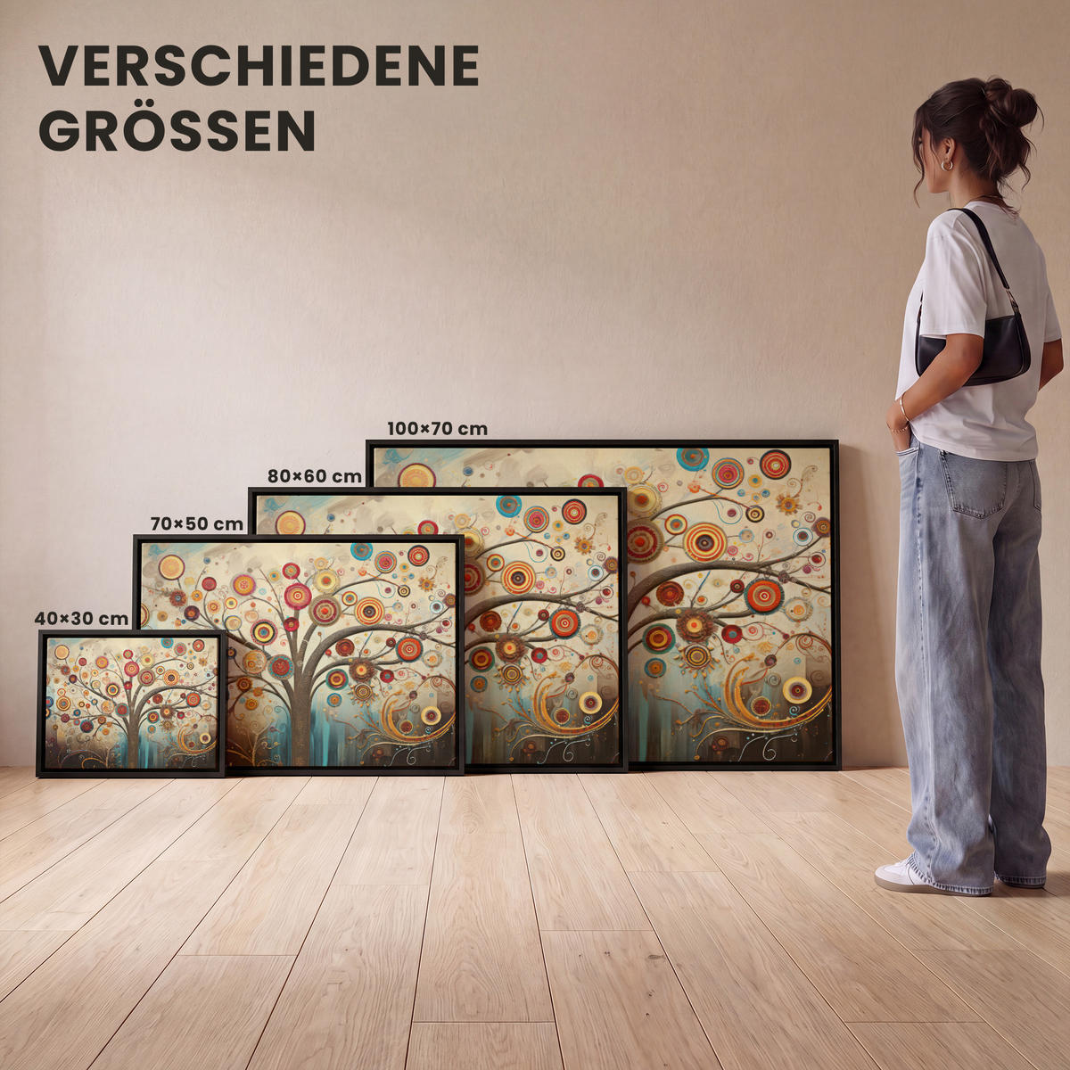 LEINWAND Bilder mit Rahmen - Baum - Baum des Lebens - Farbe - 40x30 - Braun, Textil (40/30cm) - MuchoWow