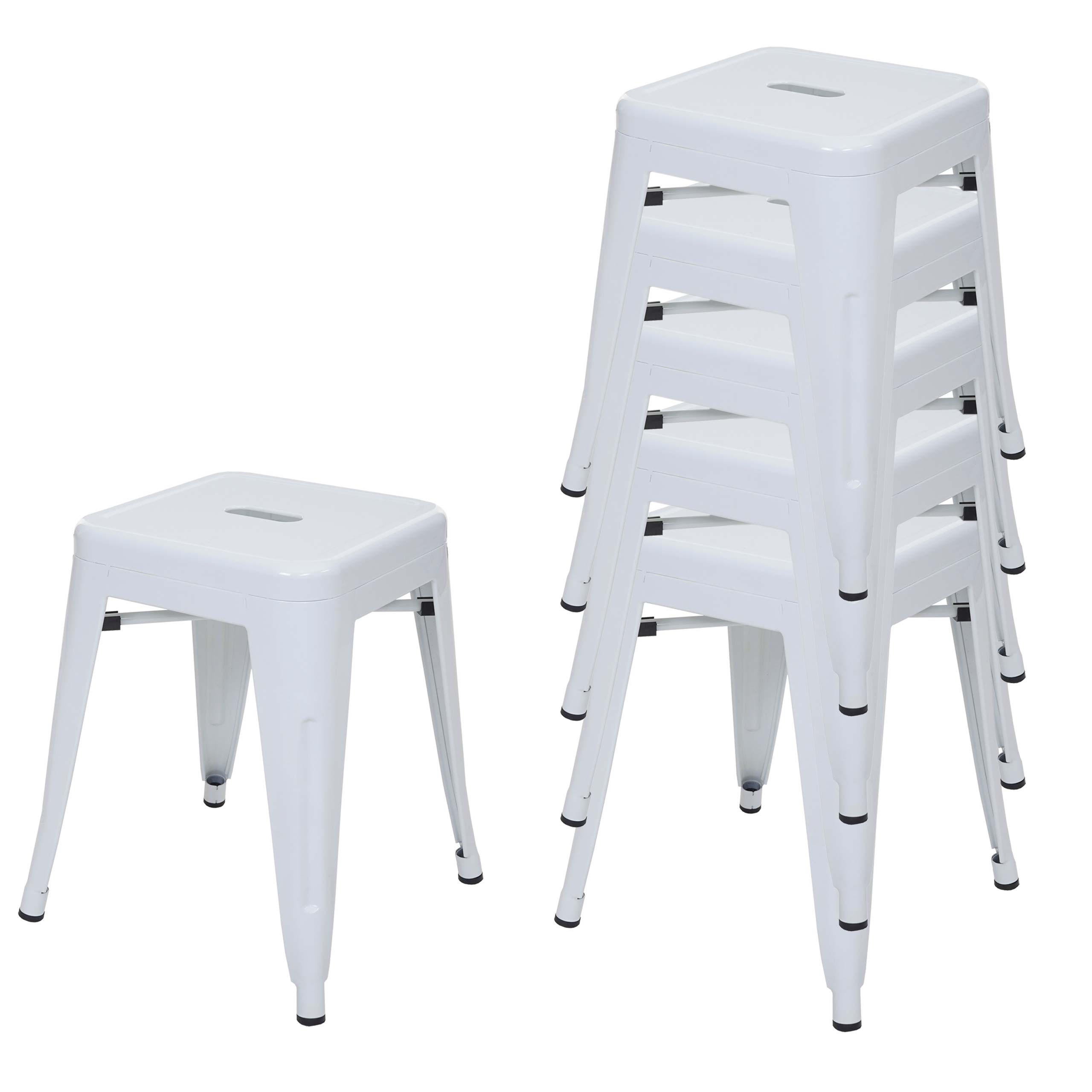 HOCKER METALL Reinweiß 6er-Set - Weiß, Metall (39/46/39cm) - MCW