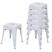 HOCKER METALL Reinweiß 6er-Set - Weiß, Metall (39/46/39cm) - MCW