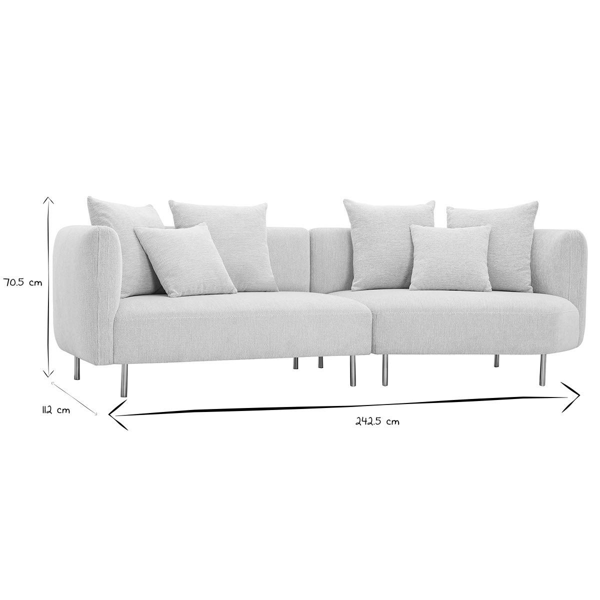DESIGNER-SOFA 3-4 Plätze aus Samteffekt Chenille-Stoff beige und verchromtem Metall IGLESIAS - Beige, Textil (112/70.5/242.5cm) - Miliboo