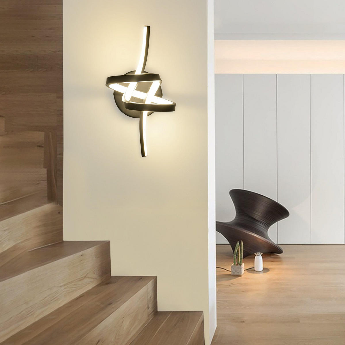 LED nástěnné světlo Yawn 31/17/19,5 cm - černá, kov (17/19.5/31cm) - Nettlife